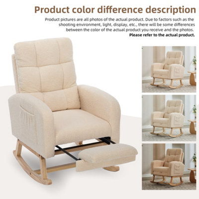 BTM Teddy Rocking Chair with Footrest and Side Pockets High Back ...