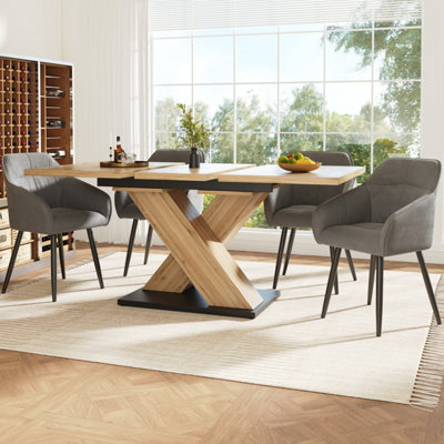 BTM Telescopic Extendable Dining Table Wood Colour 119 to 1585 by 80cm with Internal Inserts