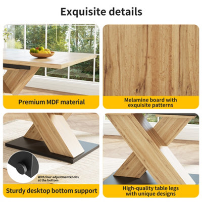 BTM Telescopic Extendable Dining Table Wood Colour 119 to 1585 by 80cm with Internal Inserts