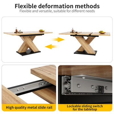 BTM Telescopic Extendable Dining Table Wood Colour 119 to 1585 by 80cm with Internal Inserts