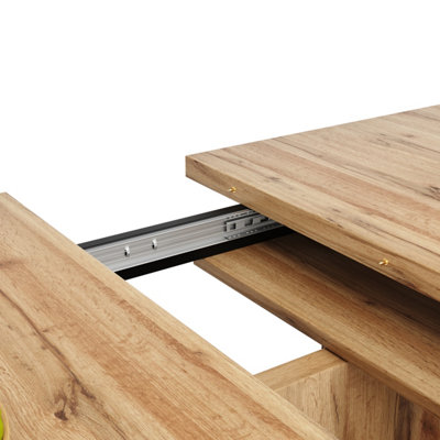 BTM Telescopic Extendable Dining Table Wood Colour 119 to 1585 by 80cm with Internal Inserts