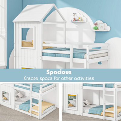 BTM Treehouse Bunk Bed 3ft 90x190cm White Mid Sleeper Cabin Style with ...