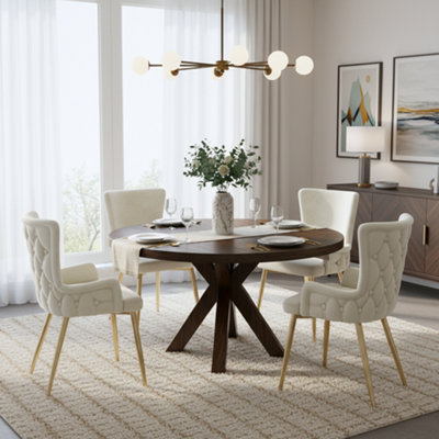 BTM Velvet Dining Chairs Set of 6, LuXury Lounge Chairs with Gold Metal ...