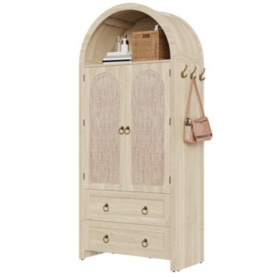 BTM Vintage Rattan Sideboard with Arch Design and Double Drawers ...