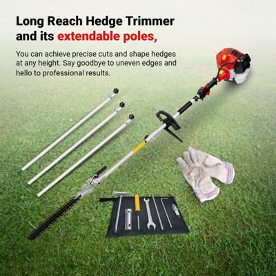 BU-KO 52cc Long Reach Petrol Hedge Trimmer and 3x 75cm Extension Pole w/Toolbag - 3