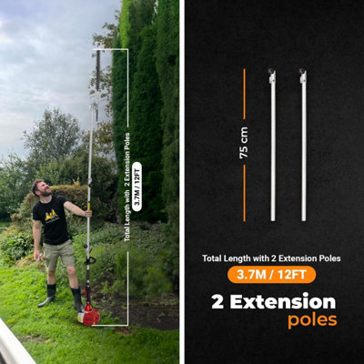 BU-KO 52cc Long Reach Petrol Hedge Trimmer and 3x 75cm Extension Pole w/Toolbag - 4