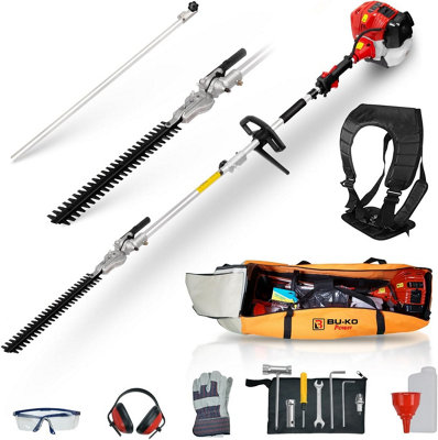 BU-KO 52cc Long Reach Petrol Hedge Trimmer and 75cm Extension Pole w/Toolbag