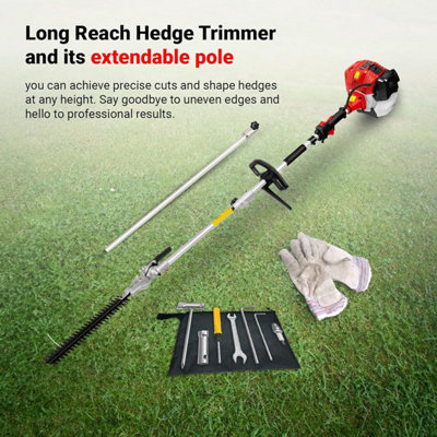 BU KO 52cc Long Reach Petrol Hedge Trimmer and 75cm Extension Pole