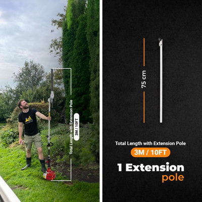 BU-KO 52cc Long Reach Petrol Hedge Trimmer and 75cm Extension Pole - 4