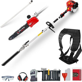 BU-KO 52cc Long Reach Petrol Hedge Trimmer and Pruner Saw with 75cm Extension Pole