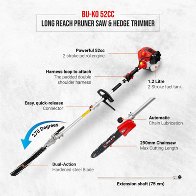 Long reach petrol hedge deals trimmer and chainsaw