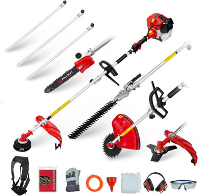 BU-KO 52cc Long Reach Petrol Multi Functional Garden Tool: Strimmer, Hedge  Trimmer, Pruner Chainsaw, 3x 1m Extension Pole