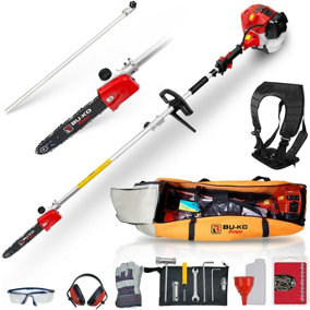 BU-KO 52cc Long Reach Petrol Pruner Saw Attachment and 75cm Extension Pole with Toolbag