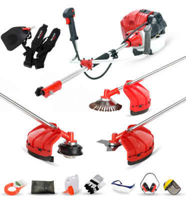 BU-KO 52cc Petrol Strimmer Garden Tool Including: String Trimmer, Brush Cutter with 3T Blade, Steel Wire Strummer Weed Brush