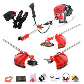 BU-KO 52cc Petrol Strimmer Garden Tool Including: String Trimmer, Brush Cutter with 3T Blade, Steel Wire Strummer Weed Brush