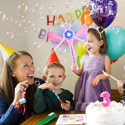 Bubble Machine for Kids Princess Bubble Wand Blower with Musical & Light Up