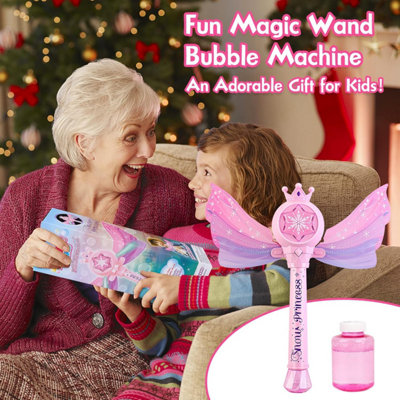 Bubble Machine for Kids Princess Bubble Wand Blower with Musical & Light Up