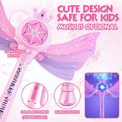 Bubble Machine for Kids Princess Bubble Wand Blower with Musical & Light Up