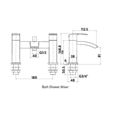 Bubly Bath Shower Mixer Tap with shower kit and wall bracket - Chrome