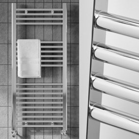 Bubly Bathrooms™ 300 x 1000mm Polished Chrome Heated Bathroom Towel Warmer Ladder Rail Radiator