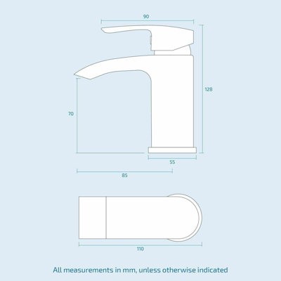 Bubly Bathrooms 460mm Wall Hung Cloakroom Basin with Matt Black Waterfall Tap & Bottle Trap - Complete Kit