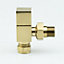 Bubly Bathrooms™ 500 x 1200mm Brushed Brass Heated Bathroom Towel Warmer Ladder Rail Radiator & Square Angled Radiator Valves