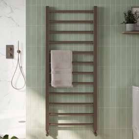 Bubly Bathrooms™ 500 x 1200mm Brushed Bronze Heated Bathroom Towel Warmer Ladder Rail Radiator