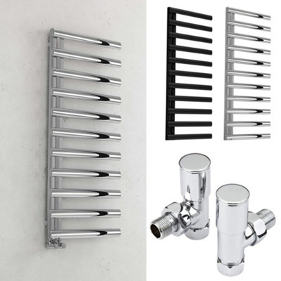 Bubly Bathrooms™ 500x1200 Vertical Chrome Designer Towel Radiator with ...