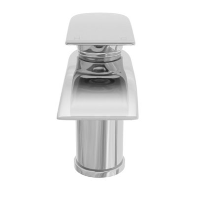 Bubly Bathrooms Chrome Sleek Waterfall Basin Tap Mono Mixer Faucet - Solid Brass Deck Mounted