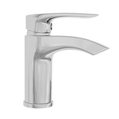 Bubly Bathrooms Chrome Sleek Waterfall Basin Tap Mono Mixer Faucet - Solid Brass Deck Mounted