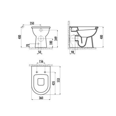 Bubly Bathrooms™ D Shape Back to Wall Toilet Pan with Soft Close Seat & WRAS Brushed Brass Concealed Cistern Set - Bottom Entry