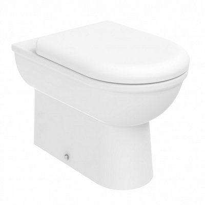 Bubly Bathrooms™ D Shape Back to Wall Toilet Pan with Soft Close Seat & WRAS Brushed Bronze Concealed Cistern Set - Bottom Entry