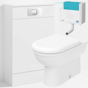 Bubly Bathrooms™ D Shape Back to Wall Toilet with 500mm WC Unit & Bottom-Entry Concealed Cistern - Chrome Dual Flush Plate
