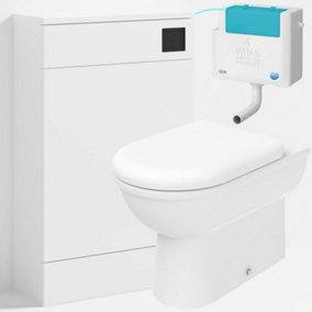 Bubly Bathrooms™ D Shape Back to Wall Toilet with 500mm WC Unit & Side-Entry Concealed Cistern - Square Matt Black Plate