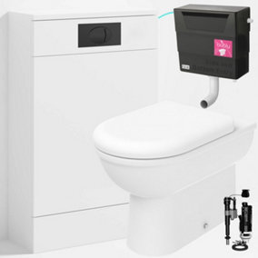 Bubly Bathrooms™ D Shape Back to Wall Toilet with 500mm WC Unit & Universal Concealed Cistern - Black Dual Flush Plate