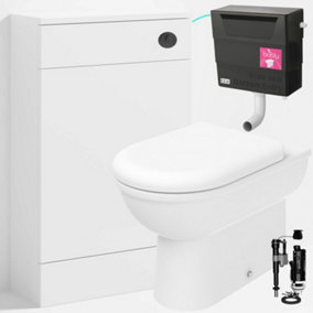 Bubly Bathrooms™ D Shape Back to Wall Toilet with 500mm WC Unit & Universal Concealed Cistern - Black Dual Flush Push Button