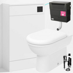 Bubly Bathrooms™ D Shape Back to Wall Toilet with 500mm WC Unit & Universal Concealed Cistern - Black Square Dual Flush Plate