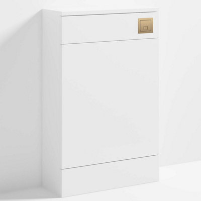 Bubly Bathrooms™ D Shape Back to Wall Toilet with 500mm WC Unit & Universal Concealed Cistern - Brushed Brass Square Button
