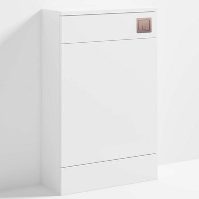 Bubly Bathrooms™ D Shape Back to Wall Toilet with 500mm WC Unit & Universal Concealed Cistern - Brushed Bronze Square Button