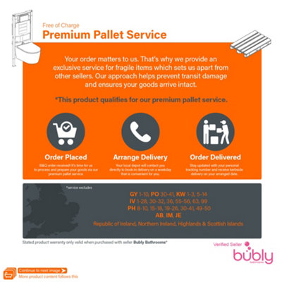 Bubly Bathrooms™ D Shape Back to Wall Toilet with 500mm WC Unit & Universal Concealed Cistern - Chrome Dual Flush Push Button