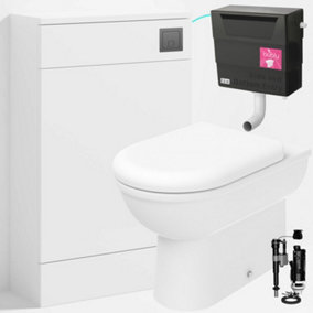 Bubly Bathrooms™ D Shape Back to Wall Toilet with 500mm WC Unit & Universal Concealed Cistern - Gunmetal Square Dual Flush Plate