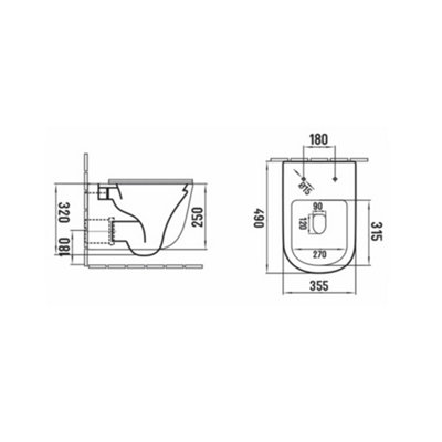 Bubly Bathrooms™ D Shape Rimless 2.0 Wall Hung Toilet with 1.10m Concealed WC Cistern Frame - Matt Gold Plate - 4