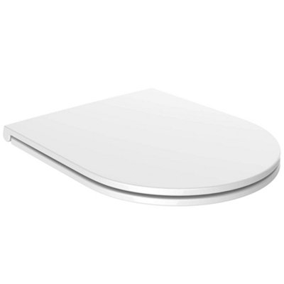 Bubly Bathrooms™ RAK Resort Mini Slimline Soft Close WC Toilet Seat with Quick Release Button - D Shape Sandwich