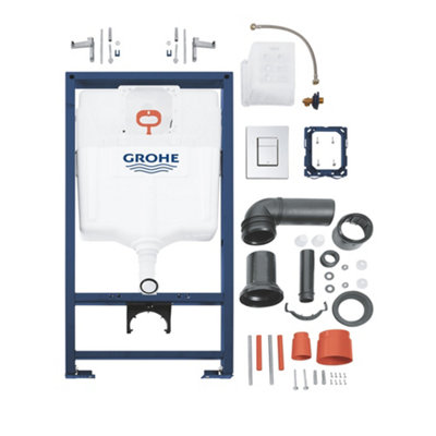 Bubly Bathrooms™ Rimless Wall Hung Toilet & Soft Close Seat with GROHE 1.13m Concealed WC Cistern Frame & Reversible Plate - 3