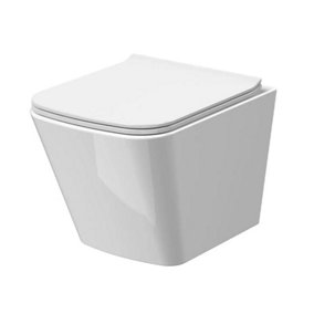 Bubly Bathrooms™ Square Rimless Wall Hung Toilet Pan & Soft Close Seat