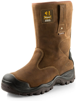 Buckbootz BSH010BR Waterproof Safety Rigger Work Boots Dark Brown - Size 9