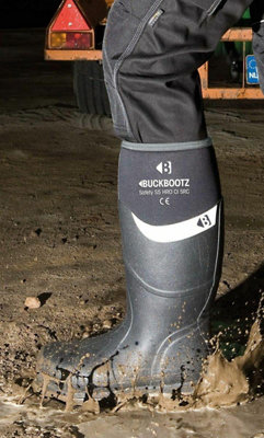 Buckbootz S5 black steel toe/midsole waterproof safety wellington work boot BBZ6000