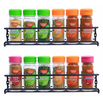 Buckingham 2 Tier Black Spice Racks Organiser Cupboard Wall Mounted