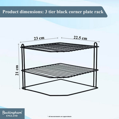 Buckingham 3 Tier Corner Plate Kitchen Cupboard Organiser Tidy Storage ...