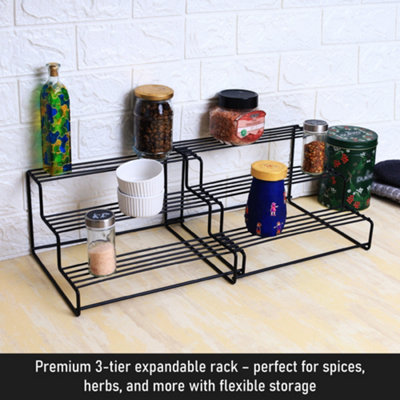 Buckingham 3 Tier Expandable Spice & Herb Rack Jar Holder Cupboard ...